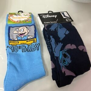 Nickelodeon and Disney Long Crew Socks Set